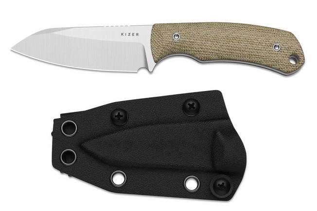 Image pour Kizer Field Mouse 1135A4, Satin 14C28N, Brown Norplex UltreX Micarta couteau fixe, Jakeb Ginsberg design