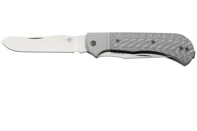 Afbeelding voor Kizer Trestle TP AirTi K3761TPA1, Satin BD1N, Silver Aluminum, Silver Carbon Fiber zakmes, Azo design