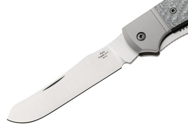 Afbeelding voor Kizer Trestle TP AirTi K3761TPA1, Satin BD1N, Silver Aluminum, Silver Carbon Fiber zakmes, Azo design