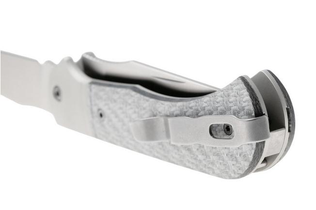 Afbeelding voor Kizer Trestle TP AirTi K3761TPA1, Satin BD1N, Silver Aluminum, Silver Carbon Fiber zakmes, Azo design