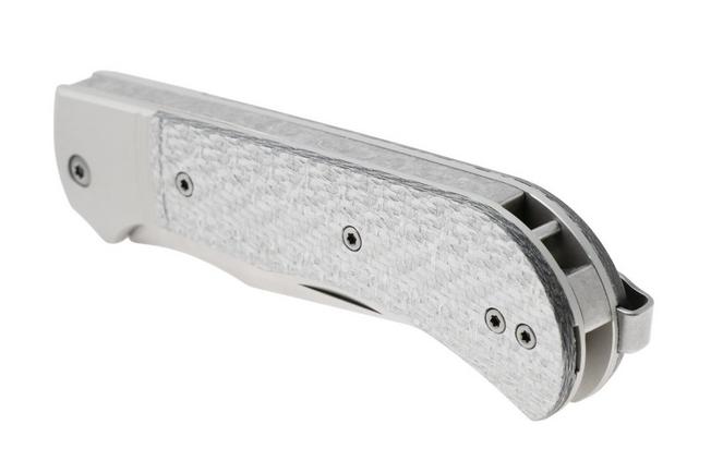 Afbeelding voor Kizer Trestle TP AirTi K3761TPA1, Satin BD1N, Silver Aluminum, Silver Carbon Fiber zakmes, Azo design