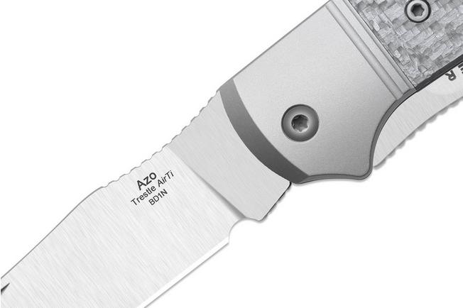 Afbeelding voor Kizer Trestle TP AirTi K3761TPA1, Satin BD1N, Silver Aluminum, Silver Carbon Fiber zakmes, Azo design