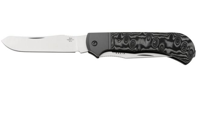 Afbeelding voor Kizer Trestle TP AirTi K3761TPA2, Satin BD1N, Gray Aluminum, Vortex Pattern Micarta zakmes, Azo design