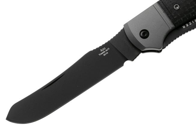Afbeelding voor Kizer Trestle TP AirTi K3761TPA3, PVD BD1N, Gray Aluminum, Black Micarta zakmes, Azo design