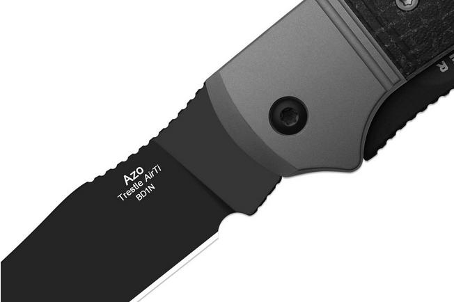 Afbeelding voor Kizer Trestle TP AirTi K3761TPA3, PVD BD1N, Gray Aluminum, Black Micarta zakmes, Azo design