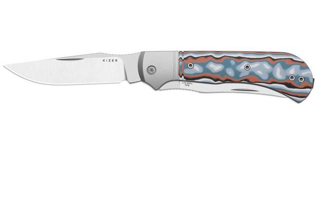 Afbeelding voor Kizer Trestle TP AirTi K3761TPA4, Satin BD1N, Aluminum and Vortex Pattern Micarta zakmes, Azo design