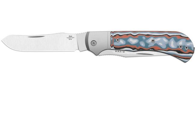 Afbeelding voor Kizer Trestle TP AirTi K3761TPA4, Satin BD1N, Aluminum and Vortex Pattern Micarta zakmes, Azo design