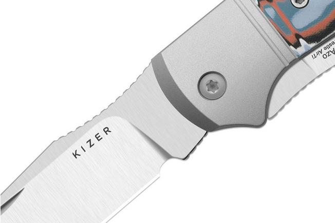 Afbeelding voor Kizer Trestle TP AirTi K3761TPA4, Satin BD1N, Aluminum and Vortex Pattern Micarta zakmes, Azo design