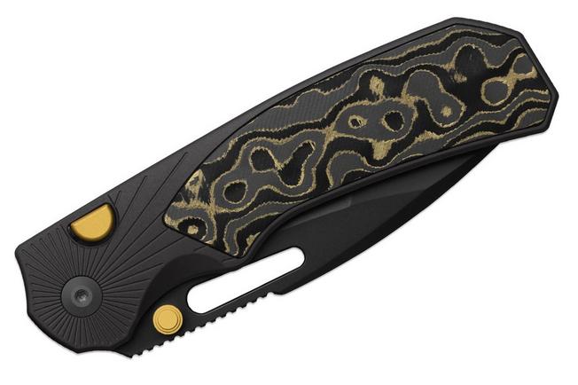 Obraz dla Nóż składany Kizer Durandal K3765BD2, Gunmetal Gray PVD S35VN, Black Aluminum and Camo Gold FatCarbon, projekt Gabor Hajagos