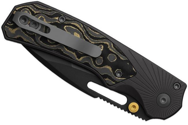 Obraz dla Nóż składany Kizer Durandal K3765BD2, Gunmetal Gray PVD S35VN, Black Aluminum and Camo Gold FatCarbon, projekt Gabor Hajagos