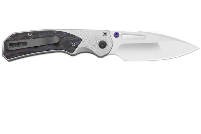 Obraz dla Nóż składany Kizer Durandal K3765BD3, Satin S35VN, Silver Aluminum and Purple Haze FatCarbon, projekt Gabor Hajagos