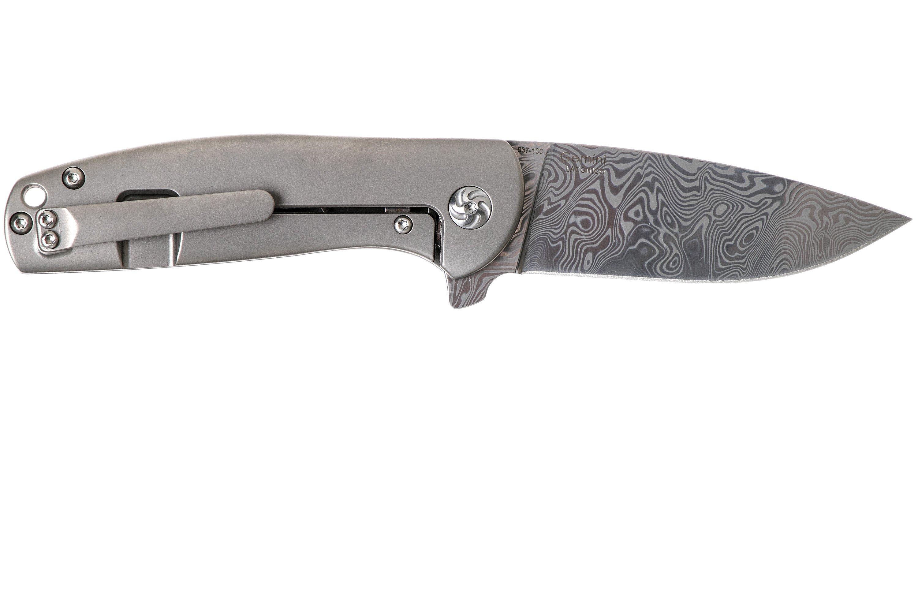 Couteau De Poche Pliant Assassin Knives DAMASTEEL 62 HRC, Manche Exclusif, Neuf Sous Blister