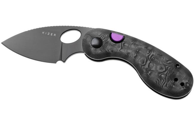 Afbeelding voor Kizer Microbe KI2742A3 Matte DLC Ultra M390, Dune FatCarbon, zakmes, Maksim Epifantsev design
