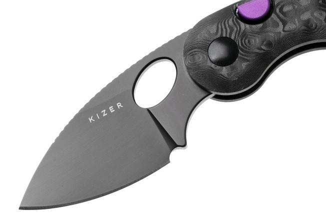 Afbeelding voor Kizer Microbe KI2742A3 Matte DLC Ultra M390, Dune FatCarbon, zakmes, Maksim Epifantsev design