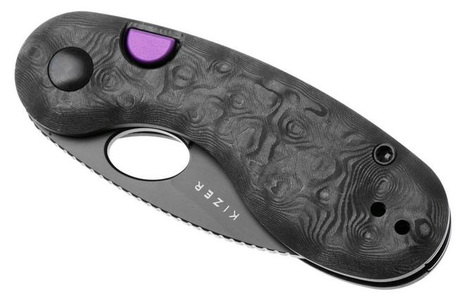 Afbeelding voor Kizer Microbe KI2742A3 Matte DLC Ultra M390, Dune FatCarbon, zakmes, Maksim Epifantsev design