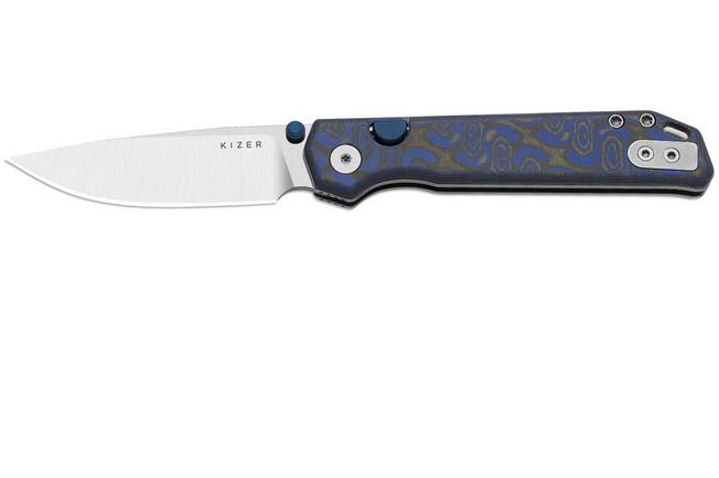 Bild für Kizer Begleiter 2.9 KI3458.2CDA1 Matte DLC S35VN, Blue Textured Aluminum, Taschenmesser, Azo Design