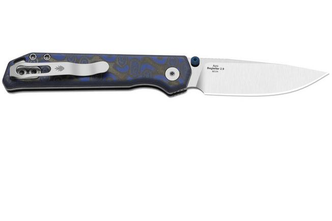 Bild für Kizer Begleiter 2.9 KI3458.2CDA1 Matte DLC S35VN, Blue Textured Aluminum, Taschenmesser, Azo Design