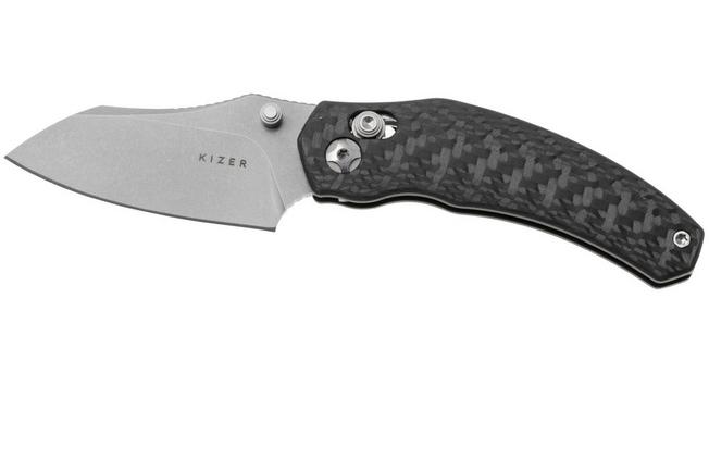 Afbeelding voor Kizer Mini Bulldog KI3672SA3 Stonewashed S45VN, Carbonfiber, zakmes, O.SHO design