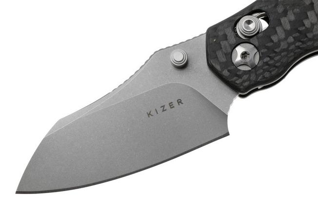 Afbeelding voor Kizer Mini Bulldog KI3672SA3 Stonewashed S45VN, Carbonfiber, zakmes, O.SHO design