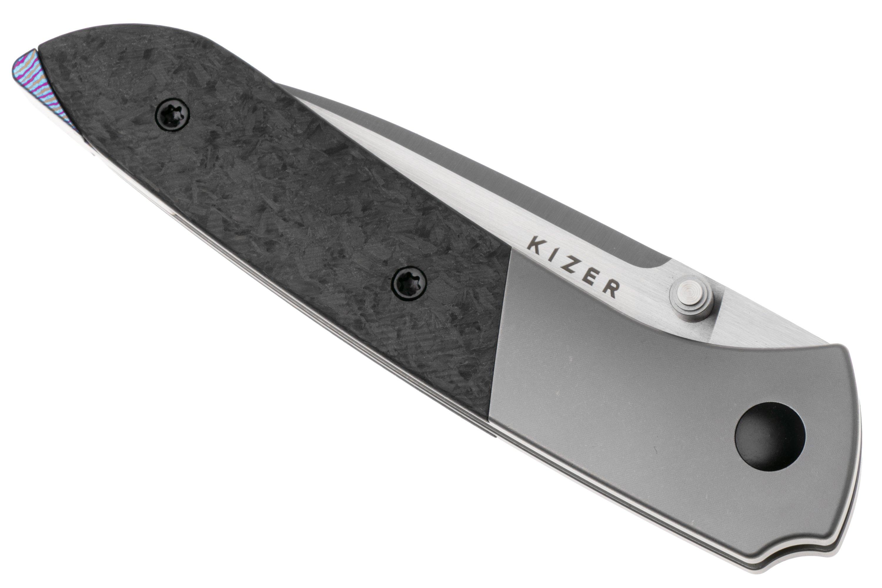 Kizer Spitfire KI3690A1 Satin S35VN, Titanium Carbonfiber, Timascus ...