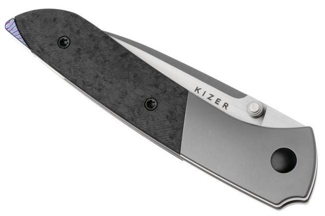 Afbeelding voor Kizer Spitfire KI3690A1 Satin S35VN, Titanium Carbonfiber, Timascus Backspacer, zakmes