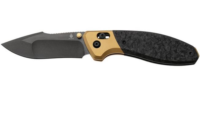 Afbeelding voor Kizer Staffi KI3695A1 Matte DLC S45Vn, Gold Titanium Carbonfiber Inlay, zakmes