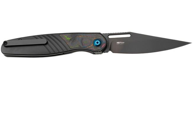 Afbeelding voor Kizer Raze KI3720A1 Matte DLC S45VN, Black Titanium Camo Carbon 80's Inlay, zakmes, Mark Perez design