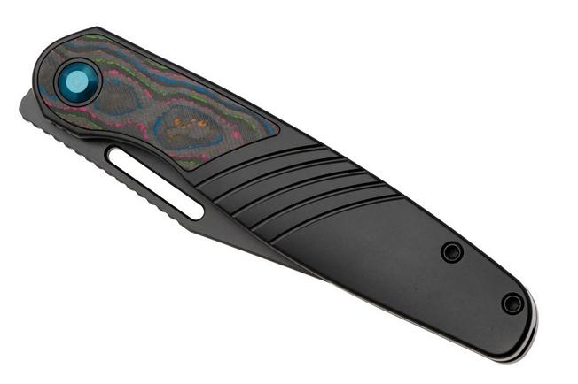 Afbeelding voor Kizer Raze KI3720A1 Matte DLC S45VN, Black Titanium Camo Carbon 80's Inlay, zakmes, Mark Perez design