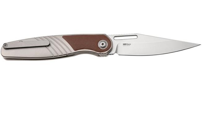 Afbeelding voor Kizer Raze KI3720A2 Bubble Stonewashed S45VN, Titanium Leather Inlay, zakmes, Mark Perez design