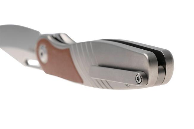 Afbeelding voor Kizer Raze KI3720A2 Bubble Stonewashed S45VN, Titanium Leather Inlay, zakmes, Mark Perez design