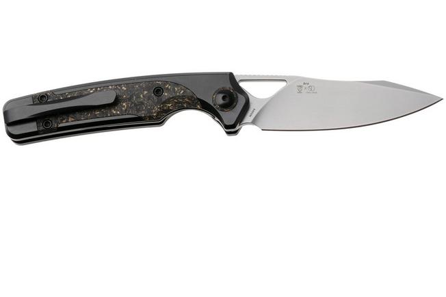 Afbeelding voor Kizer Ara KI3729A1, Bubble Stonewashed CPM S45VN, Titanium / Gold Flake Carbon Fiber zakmes, Jonathan Styles and Paul Munko design