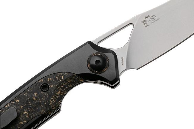 Afbeelding voor Kizer Ara KI3729A1, Bubble Stonewashed CPM S45VN, Titanium / Gold Flake Carbon Fiber zakmes, Jonathan Styles and Paul Munko design