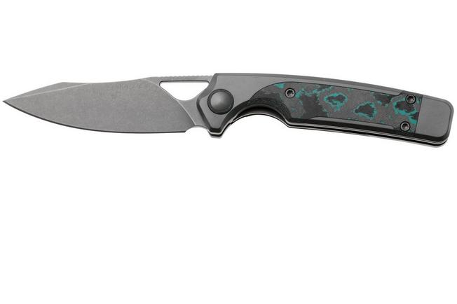 Afbeelding voor Kizer Ara KI3729A2, Gray Stonewashed CPM S45VN, Titanium / Brittany Blue Camo Carbon zakmes, Jonathan Styles and Paul Munko design