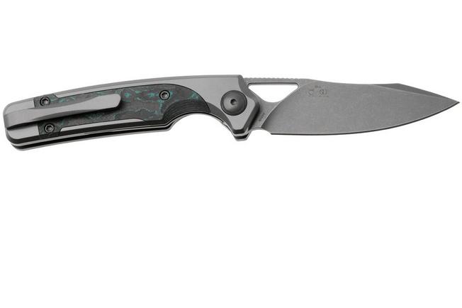 Afbeelding voor Kizer Ara KI3729A2, Gray Stonewashed CPM S45VN, Titanium / Brittany Blue Camo Carbon zakmes, Jonathan Styles and Paul Munko design