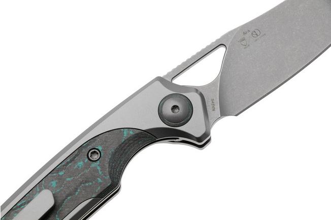 Afbeelding voor Kizer Ara KI3729A2, Gray Stonewashed CPM S45VN, Titanium / Brittany Blue Camo Carbon zakmes, Jonathan Styles and Paul Munko design