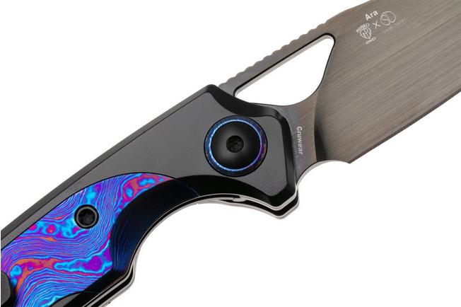 Afbeelding voor Kizer Ara KI3729A4 Hand Brushed DLC CPM Cruwear, Titanium & Timascus, zakmes, Jonathan Styles and Paul Munko design