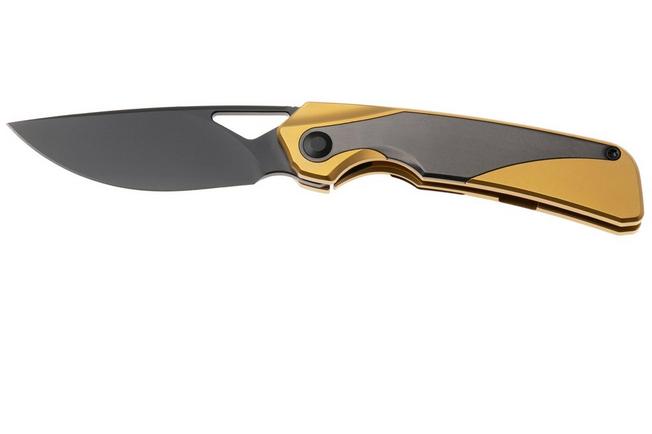 Afbeelding voor Kizer Topsail KI3735A3 Matte DLC M390, Gold Titanium & Zirconium Inlays, zakmes, Jonathan Styles design