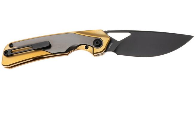 Afbeelding voor Kizer Topsail KI3735A3 Matte DLC M390, Gold Titanium & Zirconium Inlays, zakmes, Jonathan Styles design