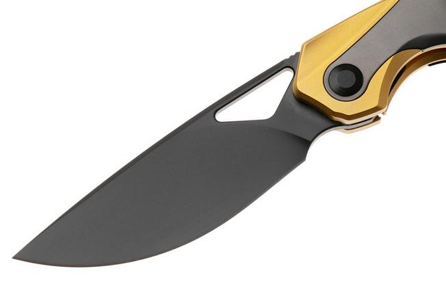 Afbeelding voor Kizer Topsail KI3735A3 Matte DLC M390, Gold Titanium & Zirconium Inlays, zakmes, Jonathan Styles design