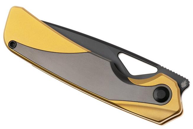 Afbeelding voor Kizer Topsail KI3735A3 Matte DLC M390, Gold Titanium & Zirconium Inlays, zakmes, Jonathan Styles design