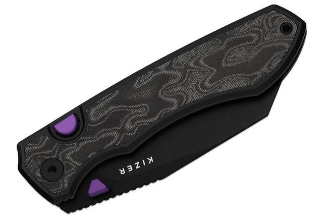 Image for Kizer Wharning KI3738A2 PVD S45VN, Black Aluminum Norplex UltreX Micarta, pocket knife, Johan Jordaan design