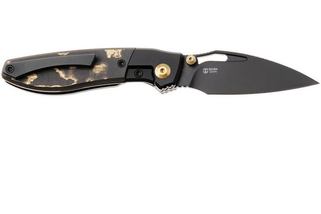 Afbeelding voor Kizer Shrike KI3746A2 Matte DLC S45VN, Titanium & FatCarbon Camo Gold, zakmes, Johan Jordaan design