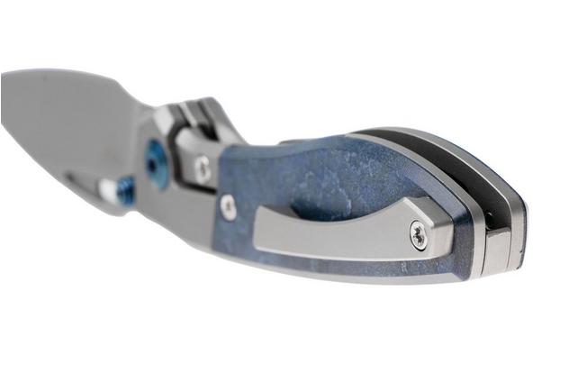 Afbeelding voor Kizer Shrike KI3746A3 Stonewashed S45VN, Titanium & Blue Richlite, zakmes, Johan Jordaan design