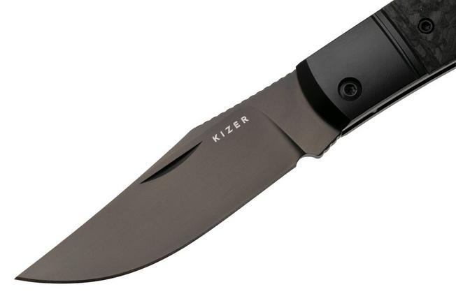 Afbeelding voor Kizer Trestle KI3761A1 Black DLC S45VN, Black Titanium Carbonfiber Inlay, zakmes, Azo design