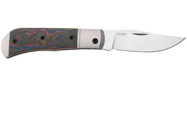 Afbeelding voor Kizer Trestle KI3761A2 Hand Brushed M390, Titanium Camo 80's Carbonfiber Inlay, zakmes, Azo design