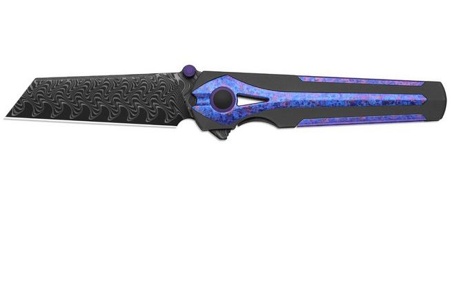 Imagen para Kizer Staff Ki3795A1, Acid-Washed Damascus, Titanium/Crystallized Titanium navaja, diseño de Jonathan Styles