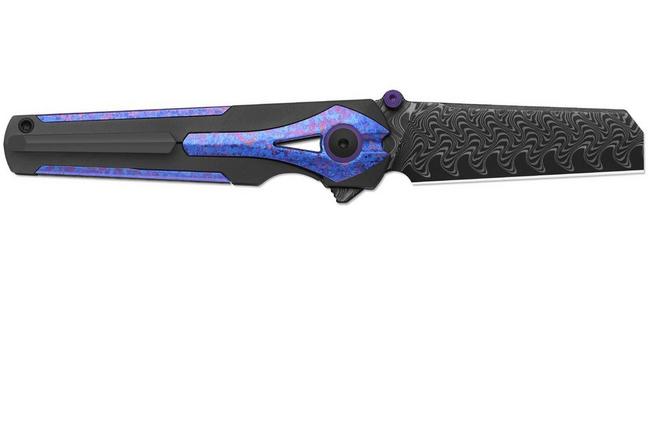 Imagen para Kizer Staff Ki3795A1, Acid-Washed Damascus, Titanium/Crystallized Titanium navaja, diseño de Jonathan Styles