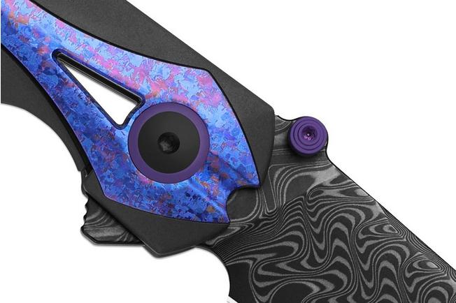 Imagen para Kizer Staff Ki3795A1, Acid-Washed Damascus, Titanium/Crystallized Titanium navaja, diseño de Jonathan Styles