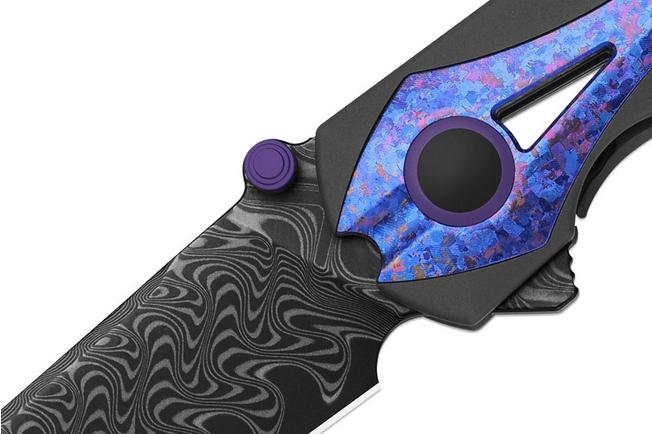 Imagen para Kizer Staff Ki3795A1, Acid-Washed Damascus, Titanium/Crystallized Titanium navaja, diseño de Jonathan Styles