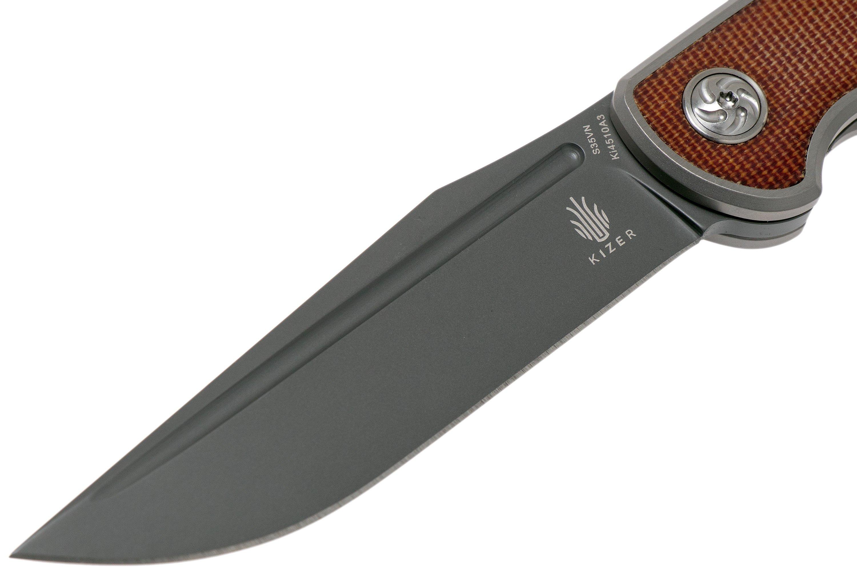 Kizer Matanzas Ki4510A3 Micarta pocket knife, Nick Swan design